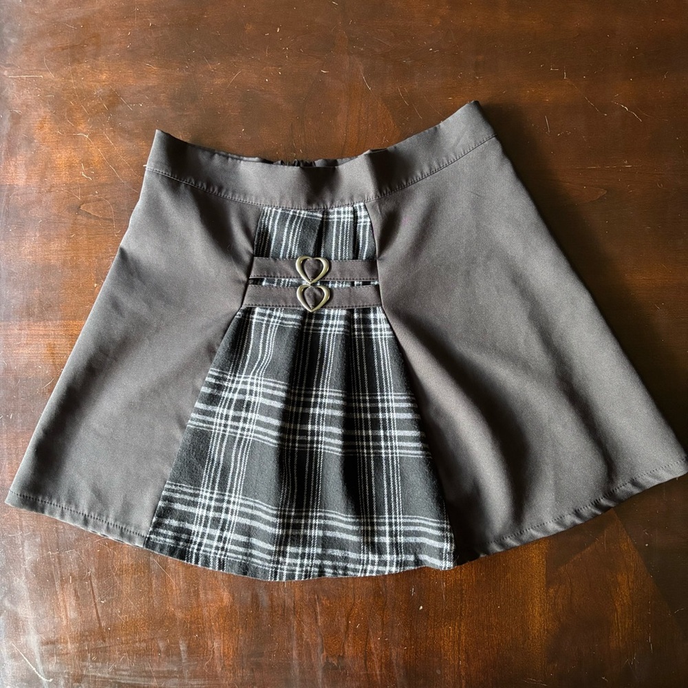 ROMWE Black Plaid Emo Punk Goth A-Line Mini Skirt, Size M